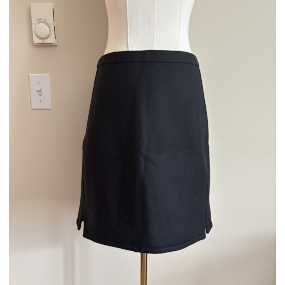 NWT J Crew Double Notch Mini Skirt Black Womens 4 Small Wool Lined Office Chic